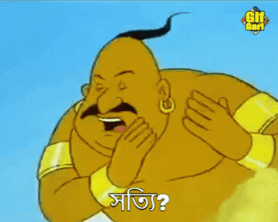Cartoon Character With Mustache And Ponytail Asking Question In Foreign Language GIF