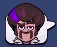 Cartoon Character With Mustache And Purple Hair Lying On Bed GIF