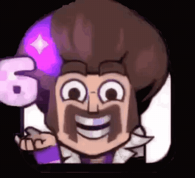 Cartoon Character With Mustache Holding Number Six GIF