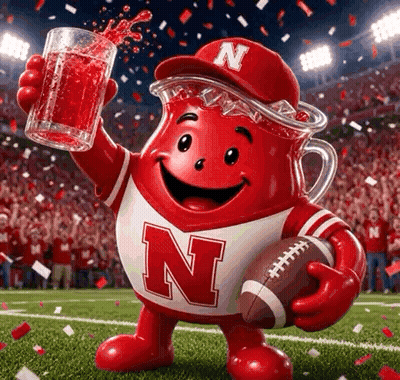 Cartoon Character With N Shirt Holding Football and Juice