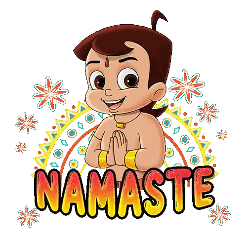 Cartoon Character With Namaste Sticker
