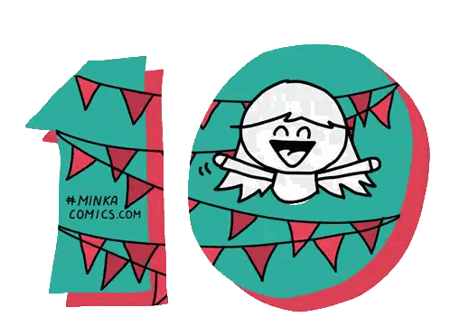 Cartoon Character With Number 10 Sticker