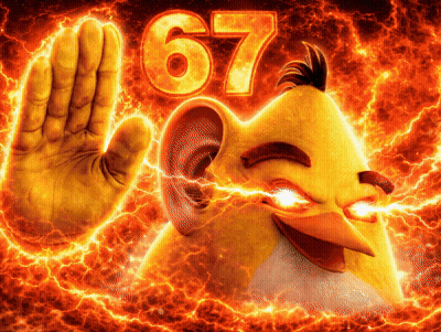 Cartoon Character with Number 67