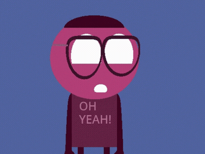 Cartoon Character With Oh Yi Shirt And Glasses In Dark GIF