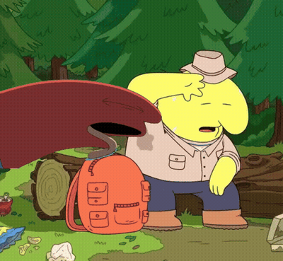 Cartoon Character With Orange Backpack Saying DDD GIF