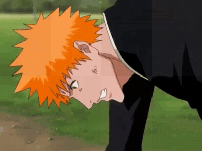 Cartoon Character With Orange Hair And Black Shirt On Grass GIF