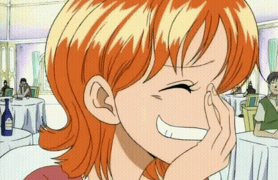 Cartoon Character With Orange Hair Smiling Hand On Face GIF