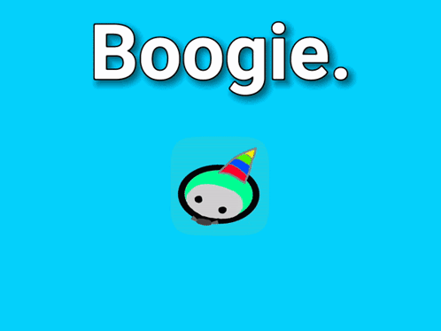 Cartoon Character With Party Hat And Name Boogie GIF