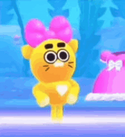 Cartoon Character With Pink Bow GIF