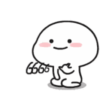 Cartoon Character With Pink Cheek Holding 666 Sign Sticker
