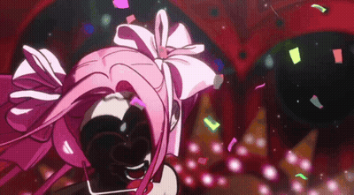 Cartoon Character With Pink Hair And Bow GIF