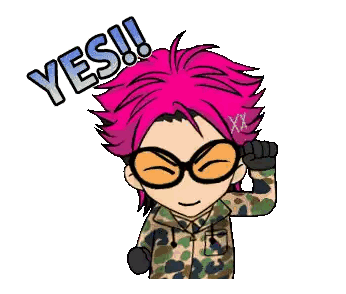 Cartoon Character With Pink Hair And Glasses Saying Yes Sticker