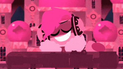 Cartoon Character With Pink Hair And Headphones Smiling GIF