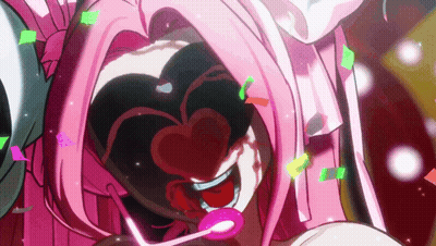 Cartoon Character With Pink Hair And Heart Shaped Face GIF