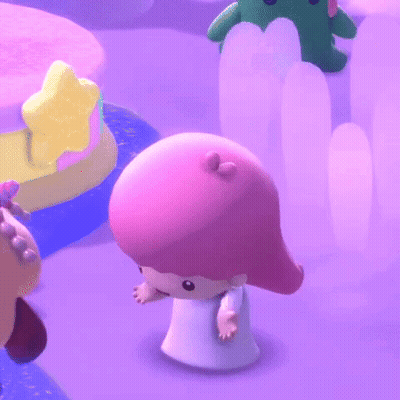 Cartoon Character With Pink Hair And White Dress GIF