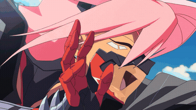 Cartoon Character With Pink Hair Giving Peace Sign GIF