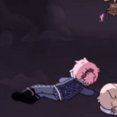 Cartoon Character With Pink Hair Lying On Floor GIF