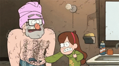 Cartoon Character With Pink Towel On Head GIF