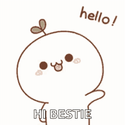 Cartoon Character With Plant On Head Saying Hello Hi Bestie GIF