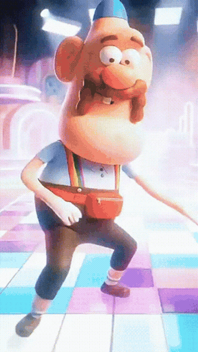 Cartoon Character With Potato Head Dancing GIF