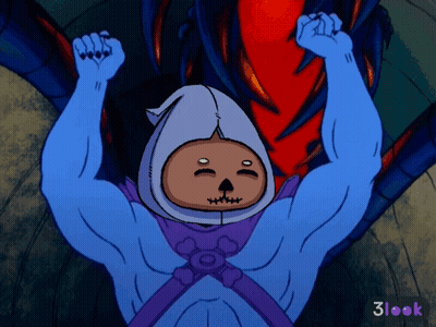Cartoon Character With Pumpkin Head And 3Look Text GIF