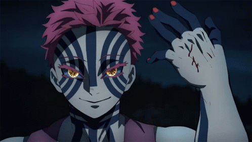 Cartoon Character With Purple And White Striped Face GIF