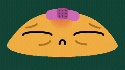 Cartoon Character With Purple Bandage On Head GIF