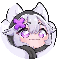Cartoon Character With Purple Cross Sticker