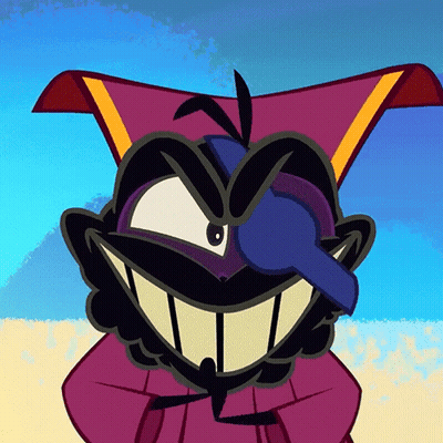 Cartoon Character With Purple Eye And Purple Hat GIF