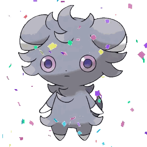 Cartoon Character With Purple Eyes And Confetti Sticker