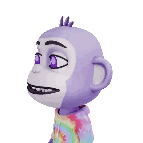 Cartoon Character With Purple Eyes And Tie Dye Hoodie Sticker