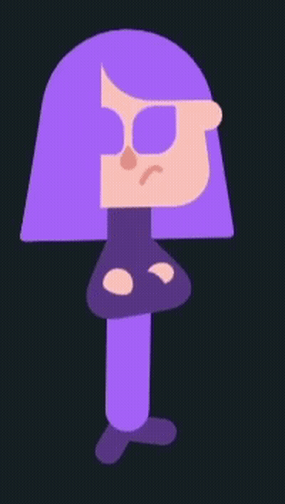 Cartoon Character With Purple Hair And Arms Crossed GIF