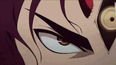 Cartoon Character With Purple Hair And Black Eye Close-Up GIF