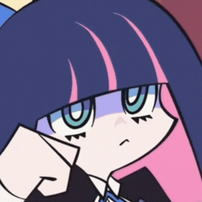 Cartoon Character With Purple Hair and Blue Eyes
