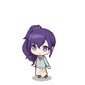 Cartoon Character With Purple Hair And Blue Eyes Sticker