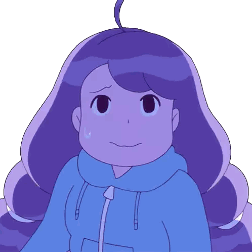 Cartoon Character With Purple Hair And Blue Jacket Sticker