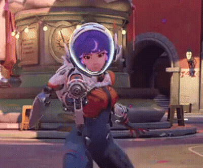 Cartoon Character With Purple Hair And Helmet Walking GIF