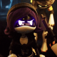 Cartoon Character With Purple Hair And Mask GIF