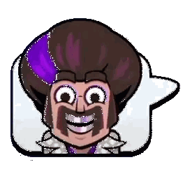 Cartoon Character With Purple Hair And Mustache Smiling Sticker