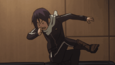 Cartoon Character With Purple Hair And White Scarf GIF
