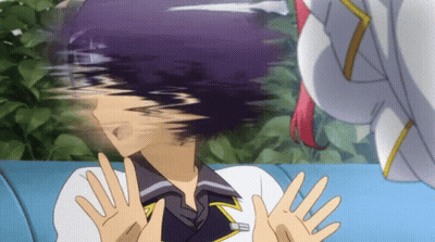 Cartoon Character With Purple Hair Being Punched GIF