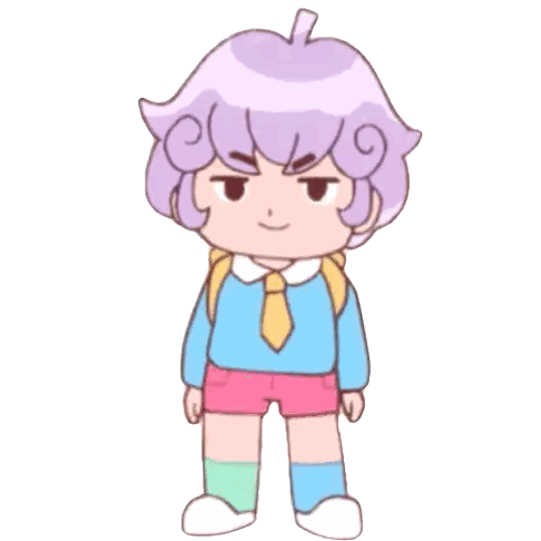 Cartoon Character With Purple Hair In Blue Shirt And Tie Sticker