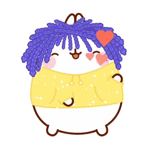 Cartoon Character With Purple Hair In Yellow Sweater Sticker