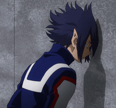 Cartoon Character With Purple Hair Leaning Against Wall GIF
