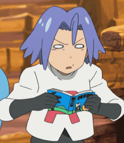 Cartoon Character With Purple Hair Reading Pokemon GIF