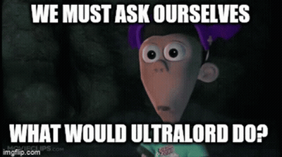 Cartoon Character With Purple Hair Says What Would Ultralord Do GIF