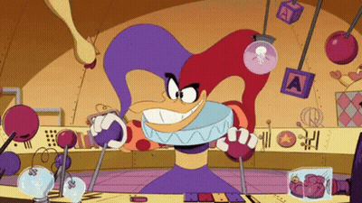Cartoon Character With Purple Hat And Cube Letter A GIF