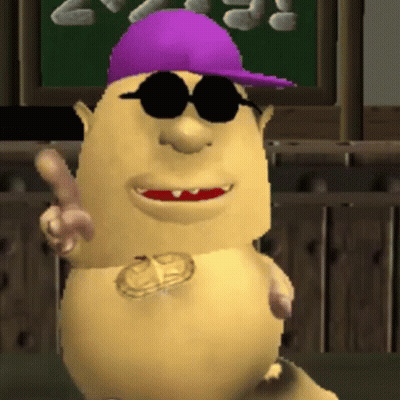 Cartoon Character With Purple Hat And Sunglasses GIF