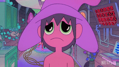 Cartoon Character With Purple Hat Saying Wait GIF