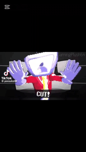Cartoon Character With Purple Head And Red Jacket Holding Out Arms GIF